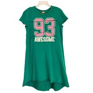 True Craft Sweatshirt Dress Girls Medium Green Pink High-Low Varsity Athletic